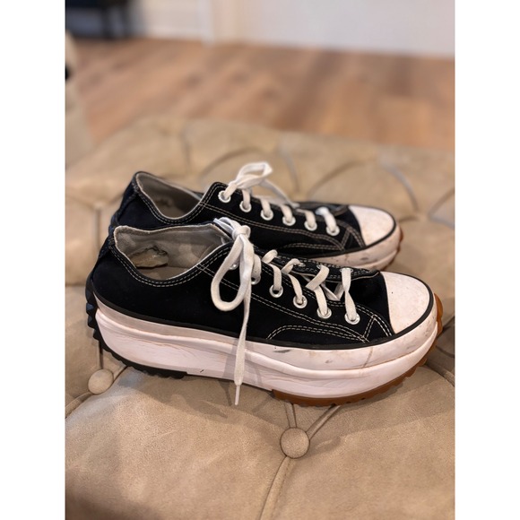 Converse Run Star Hike Low Top Black White Platform Sneakers 168816C Womens 9 - Picture 5 of 7